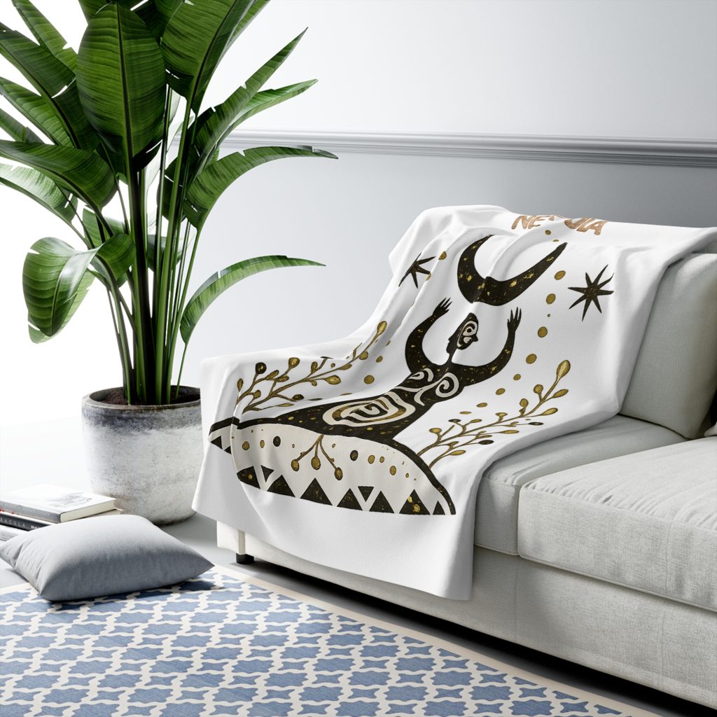 Manta Sherpa Madre Luna — Manta Polar Boho de Inspiración Cultura Aborigen Canaria